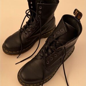 Dr. Martens Black Boots with Yellow Stitching
